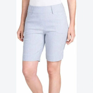 ❤️ New! Hilary Radley Striped Bermuda Shorts Size 4 Stretch Blue White 9" inseam